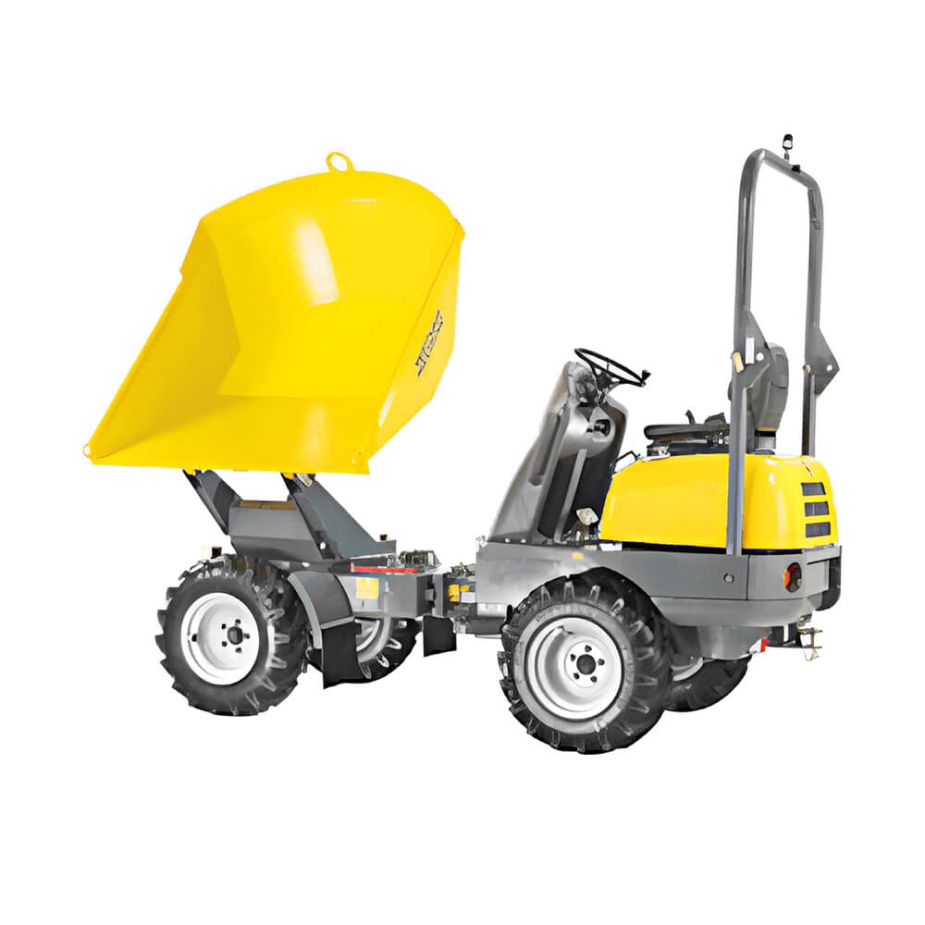 Raddumper Wacker Neuson 2001 mit gekippter Mulde.