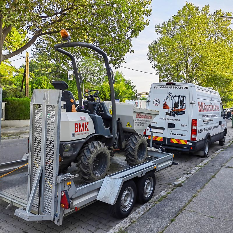 BMK Baumaschinen Services - Mobiler Servicewagen und Minidumper für umfassenden Baumaschinenservice in Wien und Niederösterreich